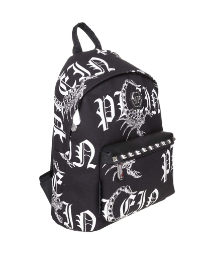 Shop Philipp Plein Philippe Plein Backpack In Scorpion Print Fabric In Black
