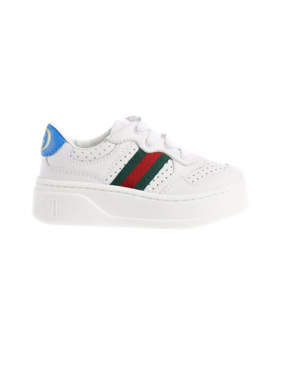 Gucci Toddler Leather Sneaker With Web In White comb ModeSens
