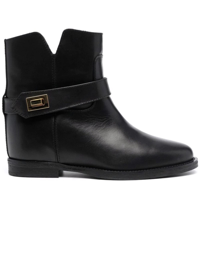 Shop Via Roma 15 Black Leather Ankle Boots In Nero