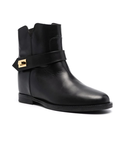 Shop Via Roma 15 Black Leather Ankle Boots In Nero