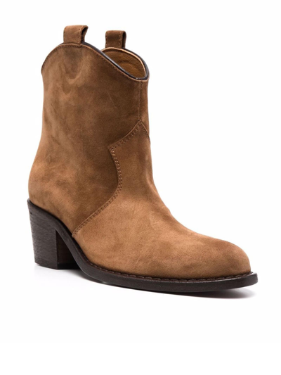 Shop Via Roma 15 Brown Suede Ankle Boots In Marrone