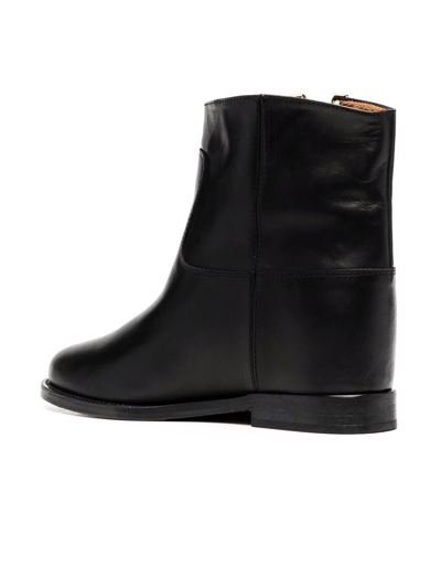 Via Roma 15 Calfskin Ankle Boot With Decorative Gold-tone Plaque In Black