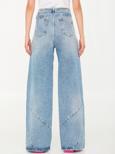Shop Attico Oversized Denim Jeans In Light Blue