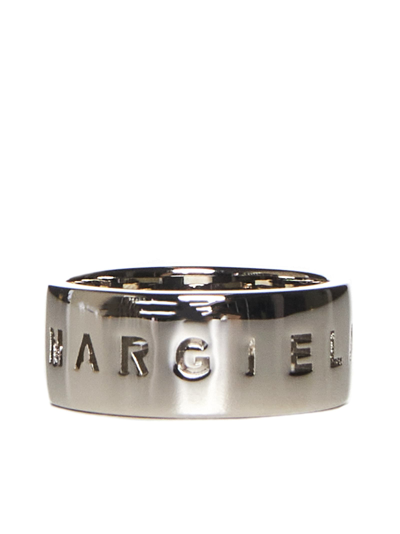 Shop Mm6 Maison Margiela Ring In Polished Palladio