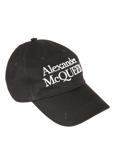 Shop Alexander Mcqueen Logo Embroidered Baseball Cap In Black/ivory