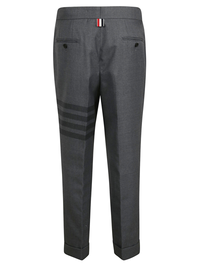 Shop Thom Browne Low Rise Side Tab Skinny Trousers In Medium Grey