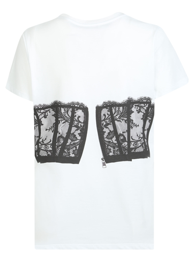 Shop Alexander Mcqueen Bustier Print T-shirt In White