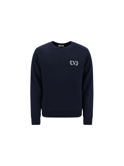 Shop Valentino Sweatshirt In Navy/bianco