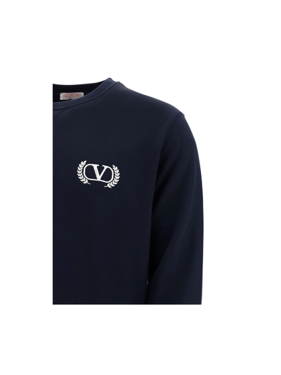 Shop Valentino Sweatshirt In Navy/bianco