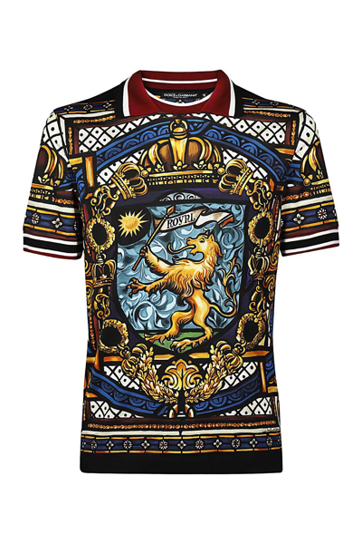 Shop Dolce & Gabbana Printed Cotton Polo Shirt In Multicolor