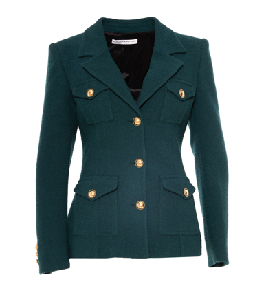 Shop Alessandra Rich Boucle Tweed Jacket In Green