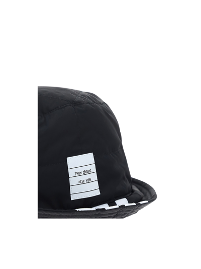 Thom Browne Black 4-bar Bucket Hat In Black