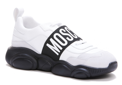 Shop Moschino Teddy Sneakers With Elastic Band In White