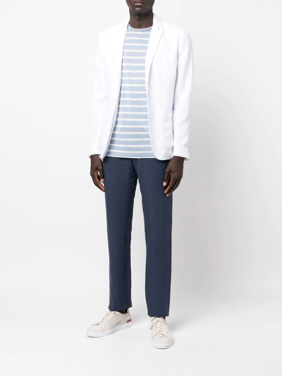 Shop 120% Lino Slim-cut Linen Trousers In Blue