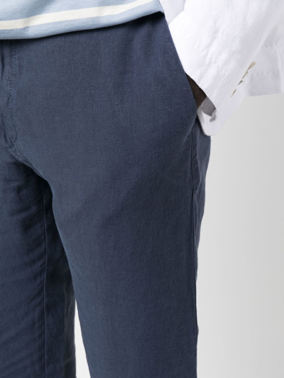 Shop 120% Lino Slim-cut Linen Trousers In Blue
