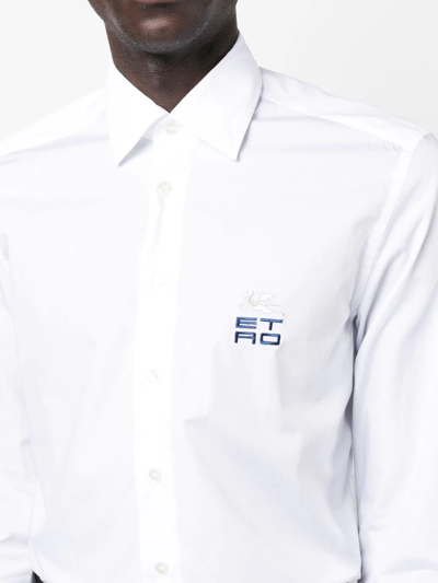 Shop Etro Logo-embroidered Cotton Shirt In White