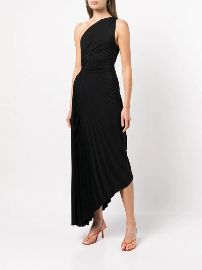 Shop A.l.c Delfina One-shoulder Day Dress In Black