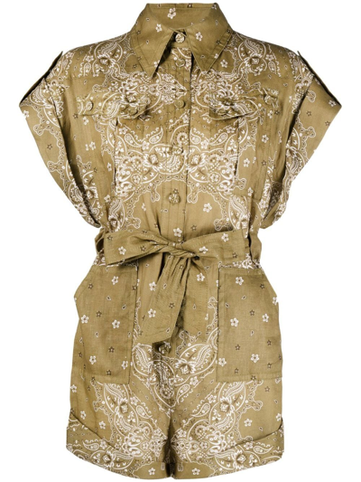 Shop Zimmermann Graphic-print Playsuit In Green