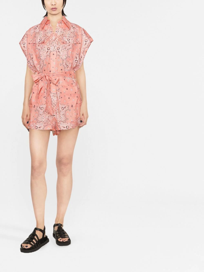 Shop Zimmermann Graphic-print Playsuit In Pink