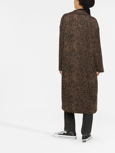 Golden Goose Single-breasted Cocoon Wool Coat With Jacquard Motif Clothing In Brown