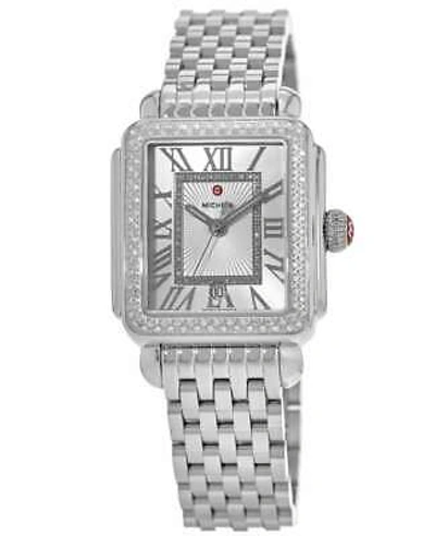 Pre-owned Michele Deco Madison Diamond Steel Women's Watch Mww06g000001