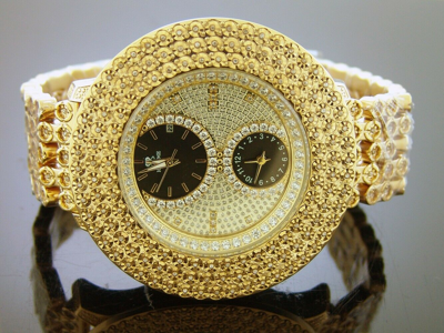 Pre-owned Icetime Mens  2 Ct Diamond Watch Illusion Dial Fully Iced Band 3 Row 50mm Kg-2