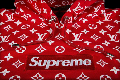 skal jord navneord Pre-owned Louis Vuitton Supreme Lv Box Logo Hoodie Hooded Sweatshirt Sz Xl  Rare Authentic In Red | ModeSens