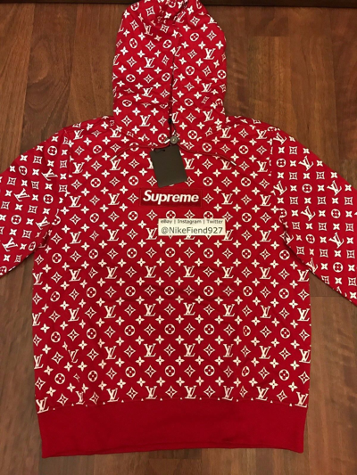 LOUIS VUITTON Supreme Box Logo Hoodie Red XXS LV Auth ak145