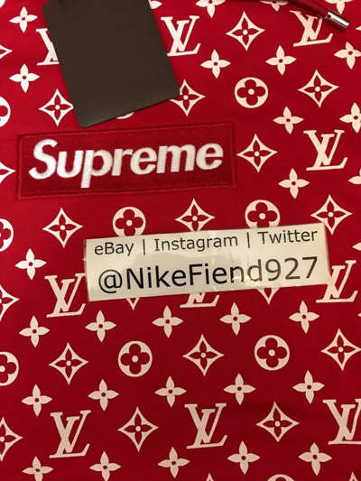 Pre-owned Louis Vuitton Supreme Lv Box Logo Hoodie Hooded Sweatshirt Sz Xl  Rare Authentic In Red