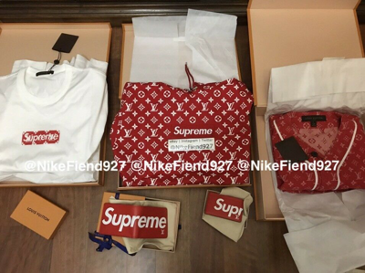 Forkæle nederlag pegefinger Pre-owned Louis Vuitton Supreme Lv Box Logo Hoodie Hooded Sweatshirt Sz Xl  Rare Authentic In Red | ModeSens