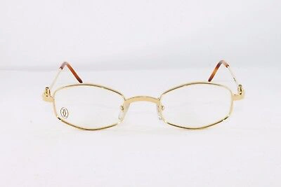 Pre-owned Cartier Octagon Gold Eyeglasses T8100427 Frames Authentic France 45mm In Clear
