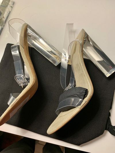 Pre-owned Yeezy Season 6 Lucite Kim Kardashian Kanye West Plexi Pvc Sandal 38.0 8.0 In Tan/clear