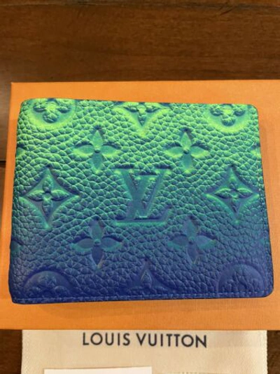 Pre-owned Louis Vuitton Virgil Abloh Ss22 Slender Bifold Wallet Green Blue Monogram Wow In Green/blue