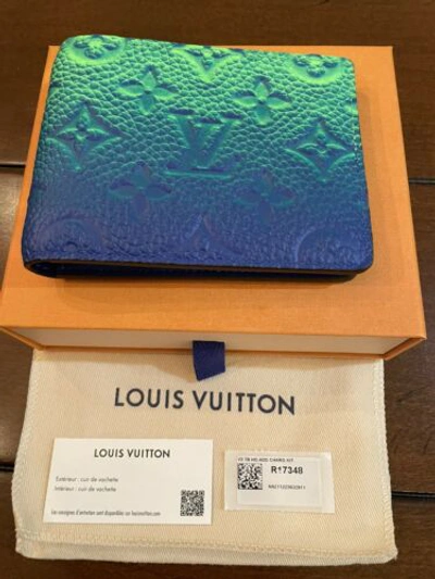 Pre-owned Louis Vuitton Virgil Abloh Ss22 Slender Bifold Wallet Green Blue Monogram Wow In Green/blue