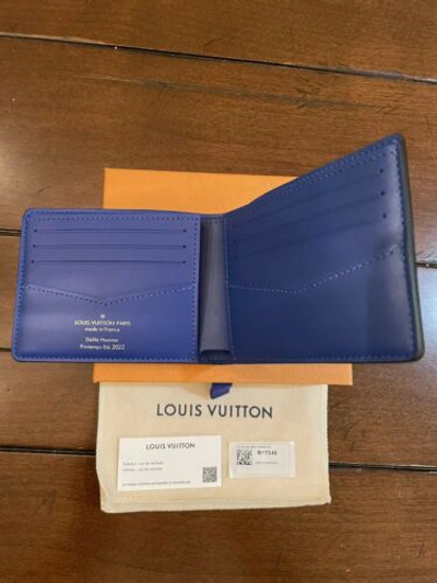 Pre-owned Louis Vuitton Virgil Abloh Ss22 Slender Bifold Wallet Green Blue Monogram Wow In Green/blue