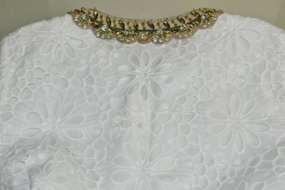 Pre-owned Tory Burch $1398  Crystals Embellished Lace Caftan Dress White Eyelet 4