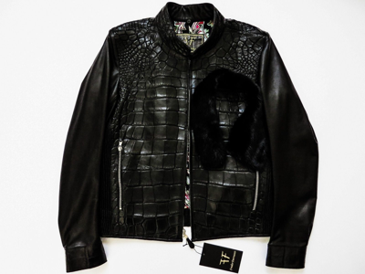 Pre-owned Fredo Ferrucci Gucci Alligator Crocodile Leather Biker Jacket Coat Size 54 Euro Large - Xl In Black