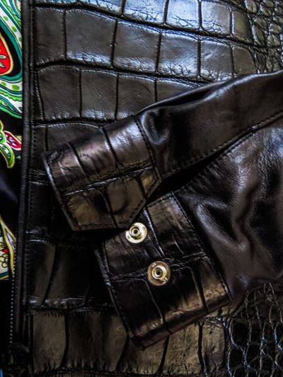 Pre-owned Fredo Ferrucci Gucci Alligator Crocodile Leather Biker Jacket Coat Size 54 Euro Large - Xl In Black