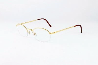 Pre-owned Cartier Oval Half Rim Pale Gold Eyeglasses T8100608 Frames Authentic France In Clear