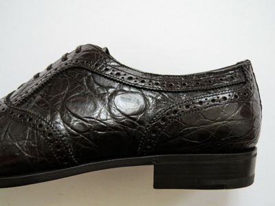 Pre-owned Ferragamo Salvatore  Brown Crocodile Alligator Leather Shoes 12 Us 46 Euro 11 Uk