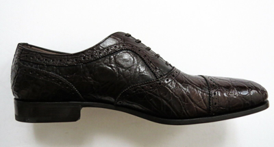 Pre-owned Ferragamo Salvatore  Brown Crocodile Alligator Leather Shoes 12 Us 46 Euro 11 Uk