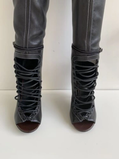 Pre-owned Givenchy Laced Thigh High Runway Boots Over The Knee Otk Nunka 36 Auth $4k In Black