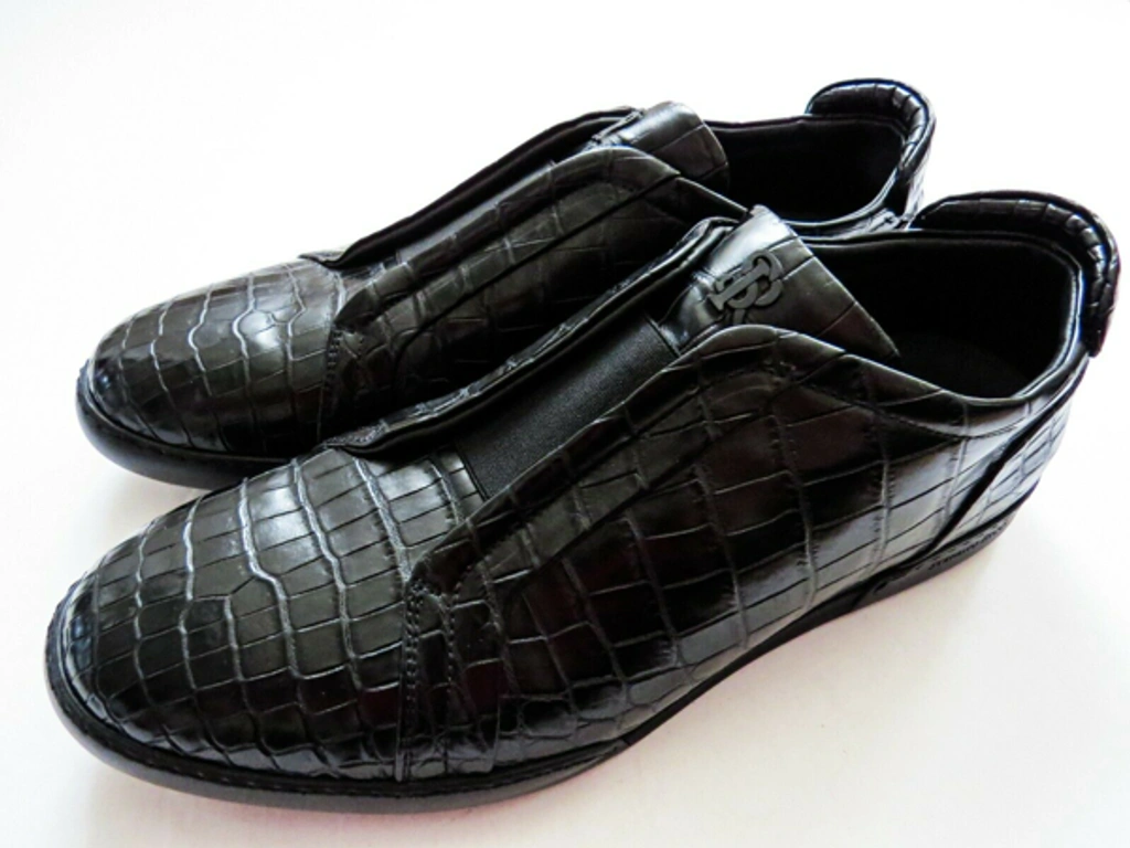 Pre-owned Stefano Ricci Black Crocodile Alligator Leather Sneakers