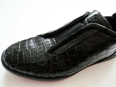 Pre-owned Stefano Ricci Black Crocodile Alligator Leather Sneakers Shoes 11 Us 44 Eu 9 Uk In Orange