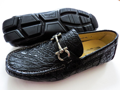 Pre-owned Ferragamo Salvatore  Crocodile Alligator Leather Shoes 8.5 Us 42.5 Euro 7.5 Uk In Brown