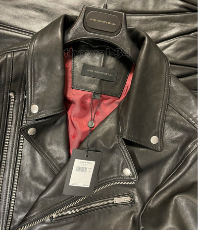 Pre-owned John Varvatos Star Usa Xl Bruce Biker Leather Jacket Men's Moto Racer Midweight In Black