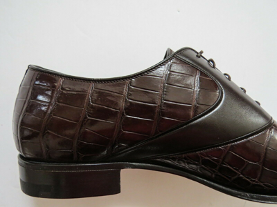Pre-owned A.testoni Testoni Brown Crocodile Alligator Leather Oxford Shoes Loafers 9 Us 42 Euro 8 Uk
