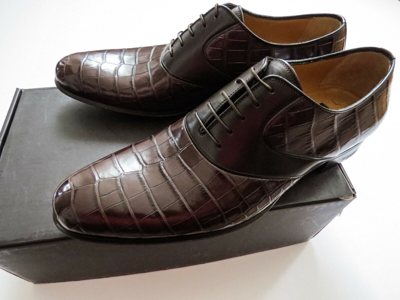 Pre-owned A.testoni Testoni Brown Crocodile Alligator Leather Oxford Shoes Loafers 9 Us 42 Euro 8 Uk