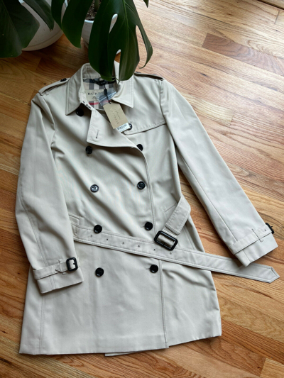 Pre-owned Burberry Womens Harbourne Trench Jacket Coat Us 10 M Stone Beige In Stone/beige
