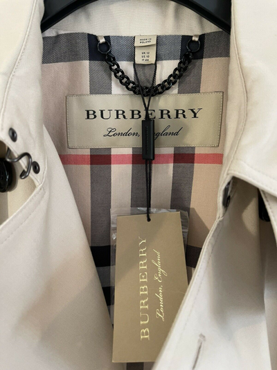 Pre-owned Burberry Womens Harbourne Trench Jacket Coat Us 10 M Stone Beige In Stone/beige
